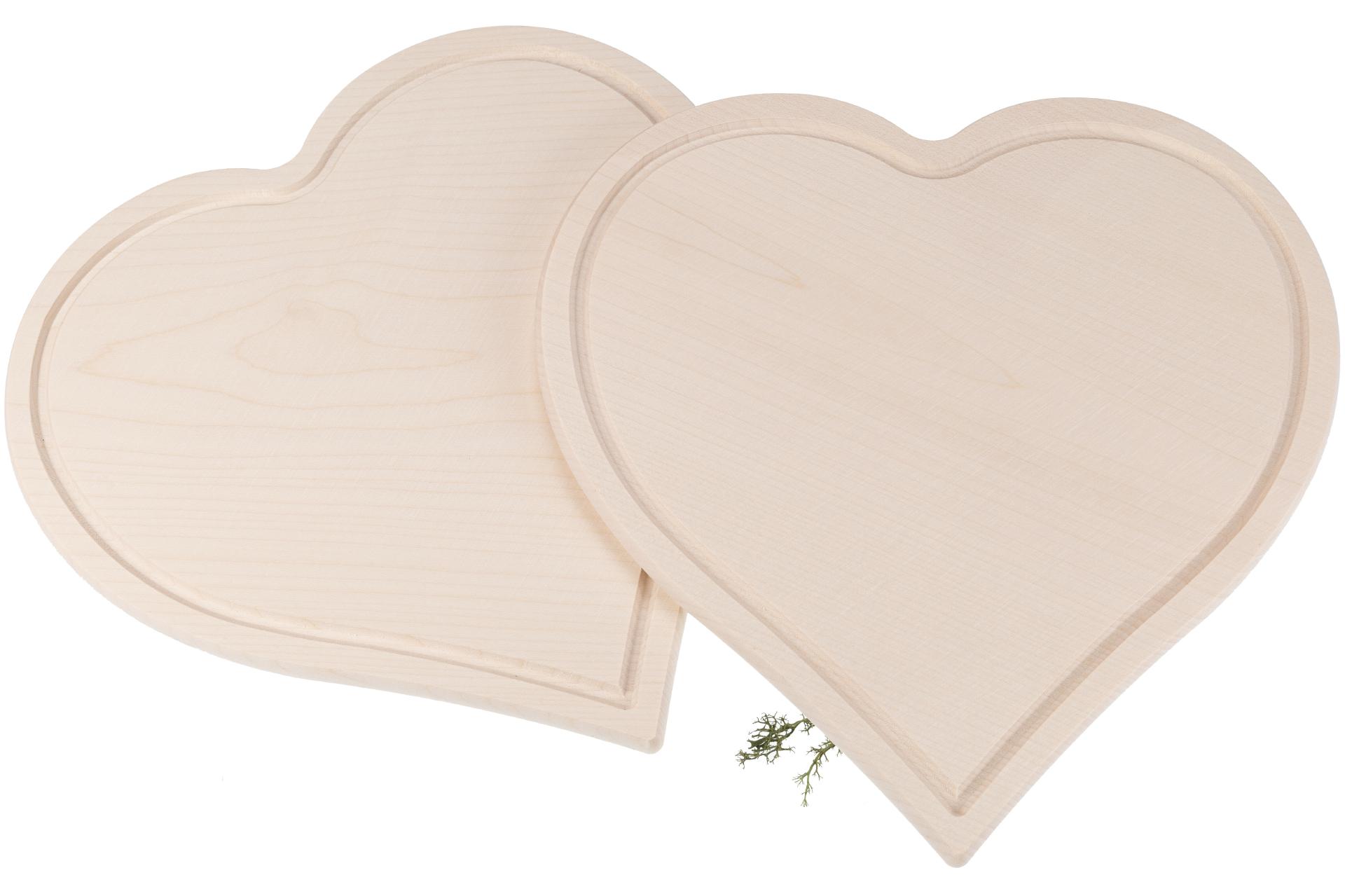 Schneidebrett in Herz Form mit Saftrille | FSC® Ahorn Holz | 30 x 30 x 1,5 cm