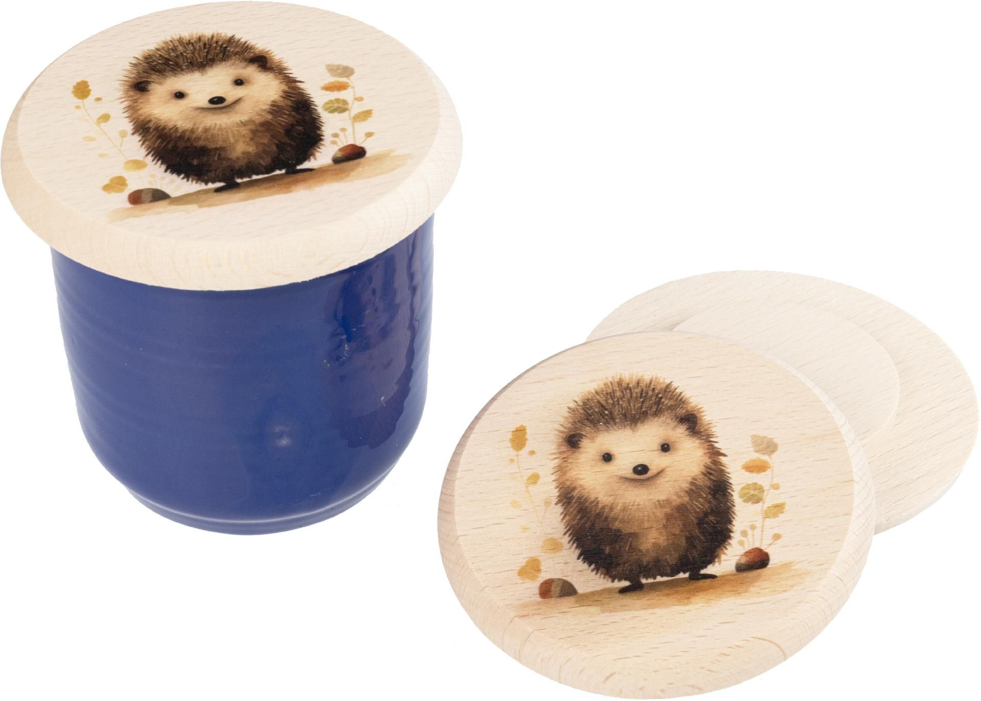 Glasabdeckung Aus Buchen Holz F R Kinder Mit Buntem Tiermotiv Igel